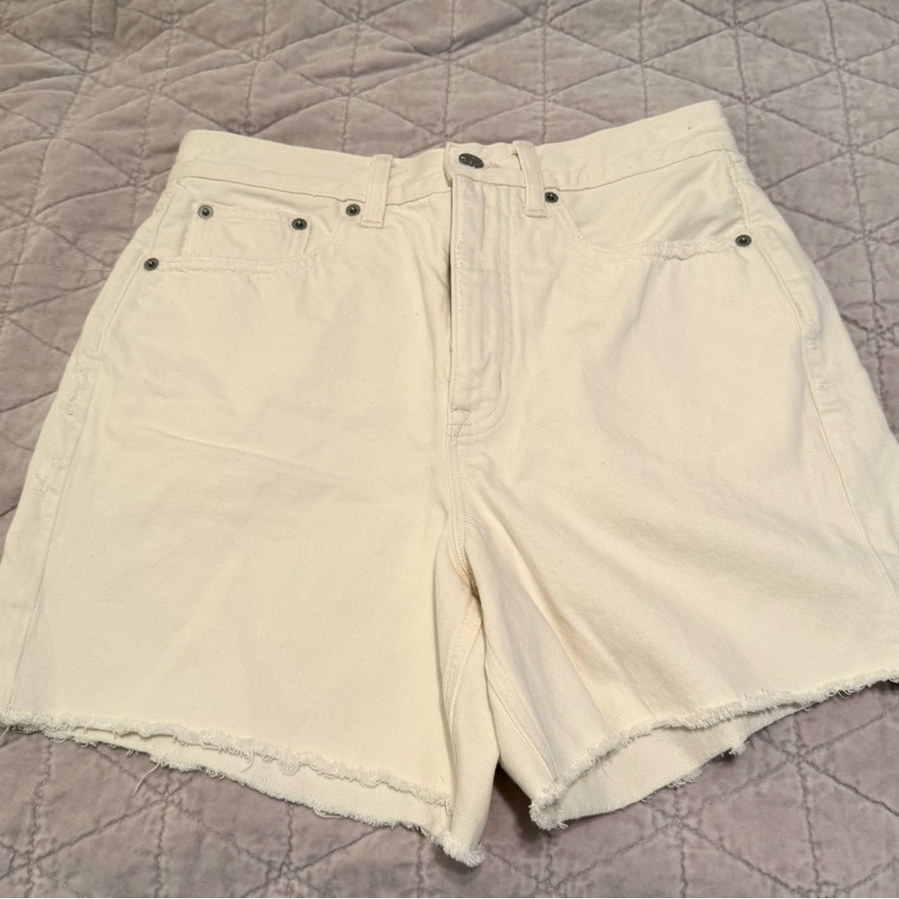 J. Crew Cream Jean Shorts High-Waisted Cut-Off